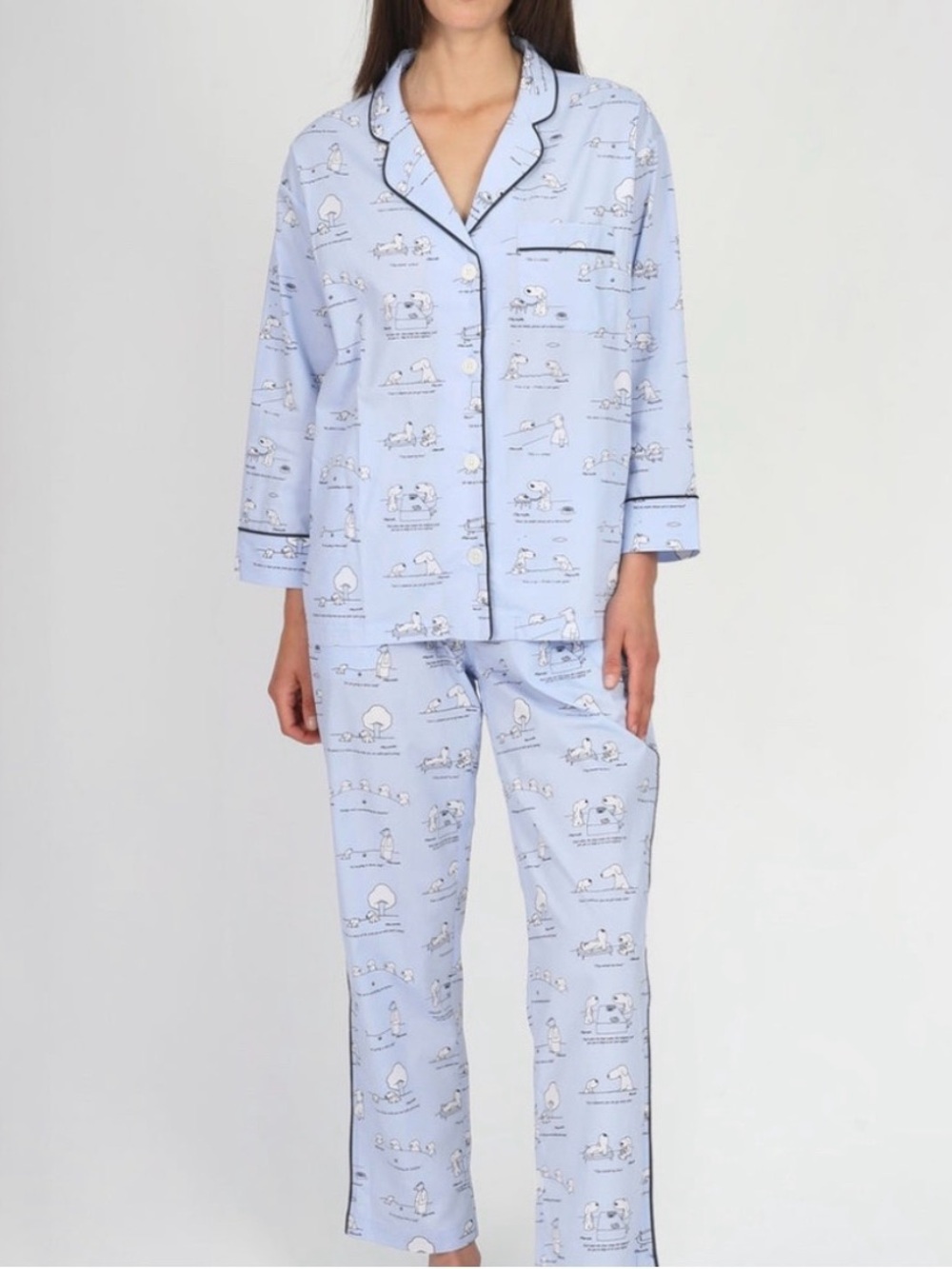 Sleepy Jones x The New Yorker Women’s Blue Henry Cotton Pajama Set